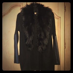 Michael Kors Detachable Fur Collar Cardigan